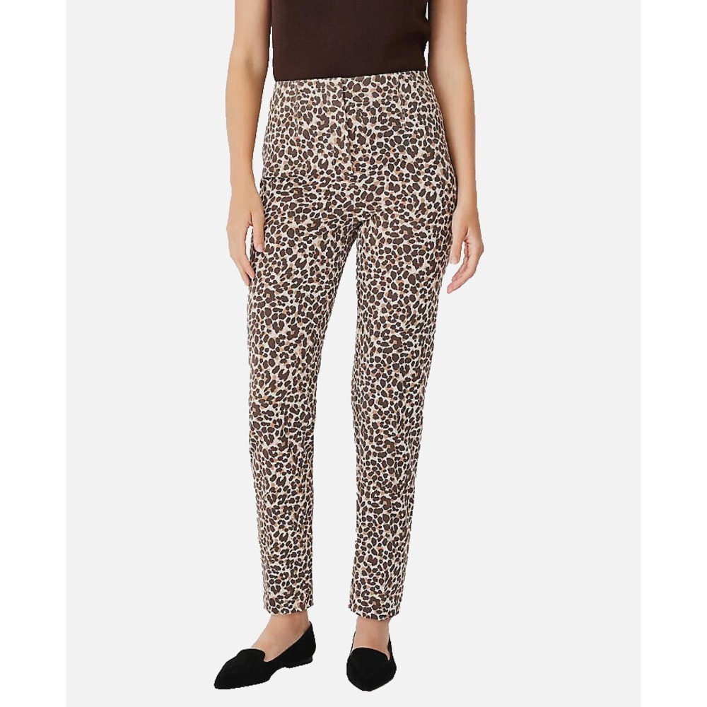 NEW Ann Taylor 8 Pants Womens Beige Brown Animal High Rise Ankle Boho Cottage